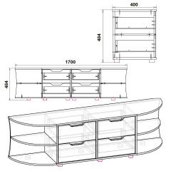 Тумба под телевизор Компанит Одесса Бук (170х40х48 см) Киев