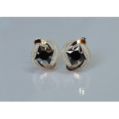 Серебряные серьги Sil с золотыми накладками 130s-7 Черный (Sil-738) Киев