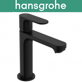 Смеситель Hansgrohe (art 72588670) для раковины однорычажный с сливной гарнитурой, Rebris S 110 Coolstart ecosmart, Чёрный мат