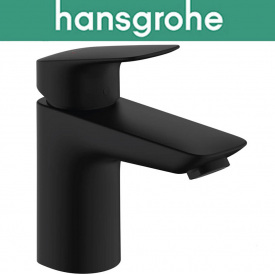 Смеситель Hansgrohe (art 71107670) для раковины однорычажный, с сливным наборам, Logis Push-Open 100, Чёрный мат