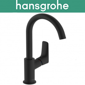 Смеситель Hansgrohe (art 71130670) для раковины однорычажный, с поворотным изливом и сливной комплект, Logis 210, Чёрный мат