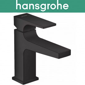 Смеситель Hansgrohe (art 32500670) для раковины однорычажный с сливным клапаном Push-Open, Metropol 100, Чёрный мат
