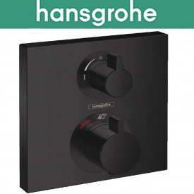 Термостатический смеситель Hansgrohe (art 15714670) для душа 2х потребителей, скрытого монтажа, Ecostat Square, Чёрный мат