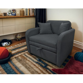 Крісло Tobi Sho Юніор-0.7 розкладне м'яке для дітей велюр Magic Dark Grey, 880х800х800 мм