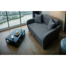 Диван Tobi Sho Юніор-1.4 для вітальні розкладний м'який велюр Magic Dark Grey, 1580х800х800 мм