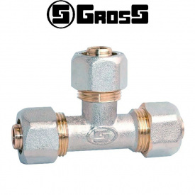 Тройник зажимной для Металлопластиковой трубы Т16*16*16 (разборной), Gross