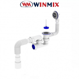 Сифон для ванной SV-02-A 1 1/2" с ревизией, выпуском и переливом, Winmix. Польша
