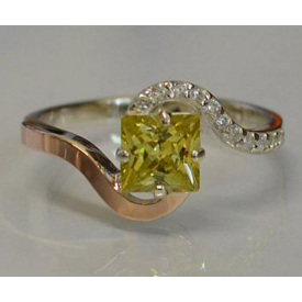 Срібна каблучка Sil з золотими накладками Жовтий (Sil-208)