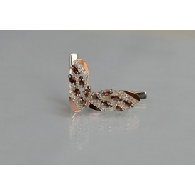 Срібна каблучка Sil з золотими пластинами 116s-2 Коричневий (Sil-1252)