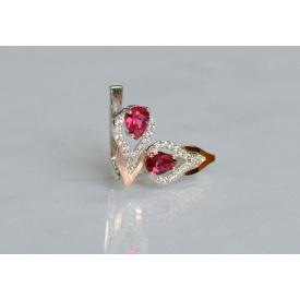 Серебряные серьги Sil с золотыми накладками 132s-14 Красный (Sil-729)