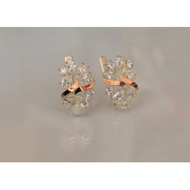 Серебряные серьги Sil с золотыми накладками 133s-5 Прозрачный (Sil-705)