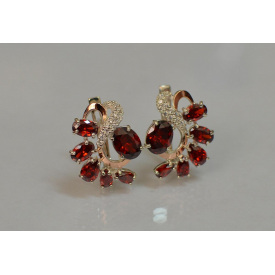 Срібні сережки з блакитним кварцом 153s-12 Червоний (Sil-1056)