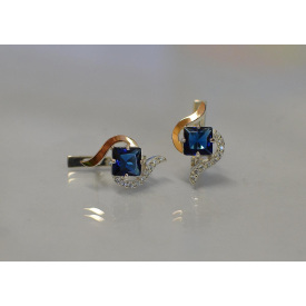 Срібна каблучка Sil з золотими накладками 118s-12 Танзаніт (Sil-828)