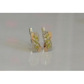 Серебряные серьги Sil с золотыми пластинами 120s-8 Желтый (Sil-806)