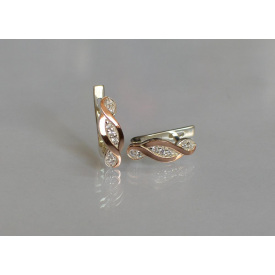 Срібні сережки Sil з золотими пластинами 141s Прозорий (Sil-1145)