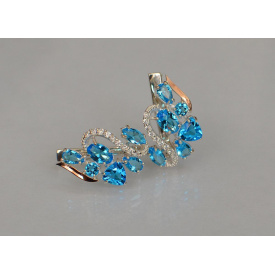 Серебряные серьги Sil с золотыми пластинами 152s-5 Лаванда (Sil-1064)