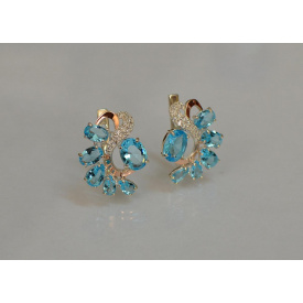 Серебряные серьги Sil с золотыми накладками 153s-8 Лаванда (Sil-1052)