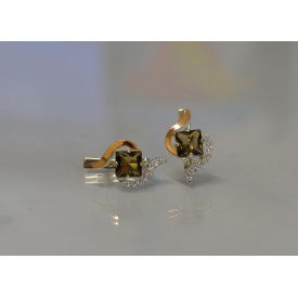 Срібна каблучка Sil з золотими накладками 118s-8 Коричневий (Sil-824)