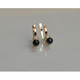 Срібні сережки Sil із золотими пластинами 138с Чорний (Sil-113)