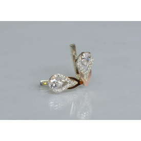 Срібні сережки Sil із золотими накладками 132s-9 Прозорий (Sil-724)