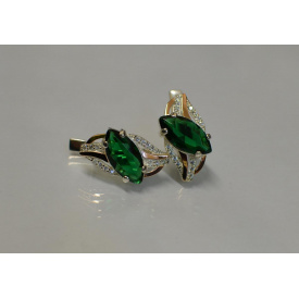 Срібна каблучка Sil з золотими пластинами 114s-6 Зелений (Sil-838)