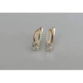 Серебряные серьги Sil с золотыми вставками 136s-6 Прозрачный (Sil-1240)