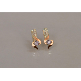 Серебряные серьги Sil с золотыми вставками 142s-3 Фиолет (Sil-1130)