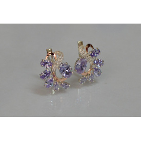 Срібна каблучка Sil з золотими накладками 153s-6 Фіолет (Sil-1050)