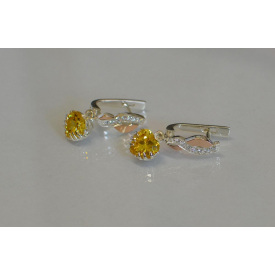 Сережки серце Sil в руках 102s-14 Цитрін (Sil-945)