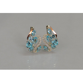 Серебряные серьги Sil с золотыми пластинами 152s-7 Лаванда (Sil-1066)