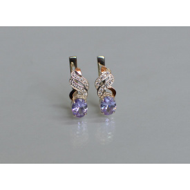 Серебряные серьги Sil с золотыми накладками 117s-12 Лаванда (Sil-770)