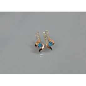 Серебряные серьги Sil с золотыми вставками 142s-17 Аквамарин (Sil-1144)