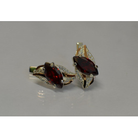 Срібна каблучка Sil з золотими пластинами 114s-5 Гранат (Sil-837)