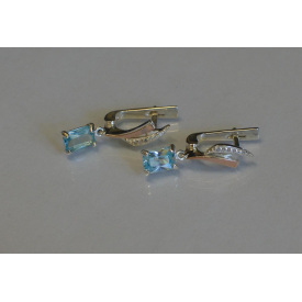 Срібні сережки з сапфіром і фіанітами 100s-9 Блакитний (Sil-1009)