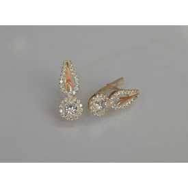 Серебряные серьги Sil с золотыми пластинами 135s-7 Белый (Sil-1178)