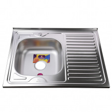 Кухонная мойка накладная MIRA Decor MR 8060 L D 800х600 прямоугольная, с крылом нержавеющая сталь