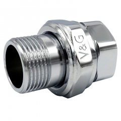Сгон американка Valogin 1/2" ВН прямой, хромованная латунь Суми