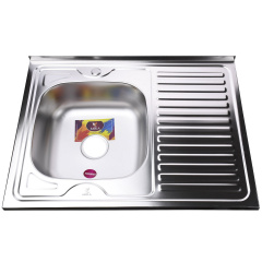Кухонная мойка накладная MIRA Satin MR 8060 L E 800х600 прямоугольная, с крылом нержавеющая сталь Вишневе