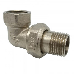 Сгон американка V&amp;G 1/2" ВН угловой, никелированная латунь Ізюм