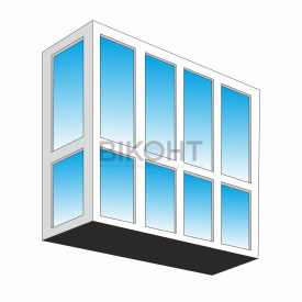 Французский балкон Rehau белый полностью застеклен