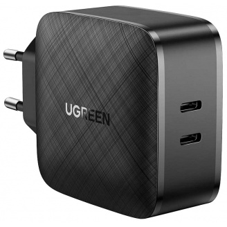 Сетевое зарядное устройство Ugreen CD216 66W 2xType-C PD Charger Black (6689270)