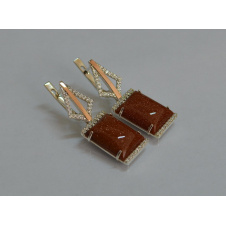 Серебряные серьги Sil с кабашонами 146s-2 Коричневый (Sil-1147)