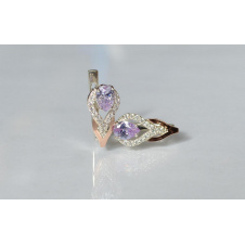 Серебряные серьги Sil с золотыми накладками 132s-1 Лаванда (Sil-716)