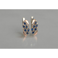 Серебряные серьги Sil с золотыми пластинами 116s-5 Танзанит (Sil-1255)