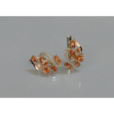 Серебряные серьги Sil с золотыми пластинами 152s-15 Шампань (Sil-1074)
