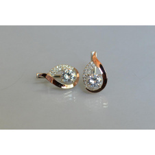 Серебряные серьги Sil с золотыми накладками 144s-15 Прозрачный (Sil-1170)