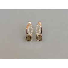 Серебряные серьги Sil с золотыми вставками 136s-16 Коричневый (Sil-1250)