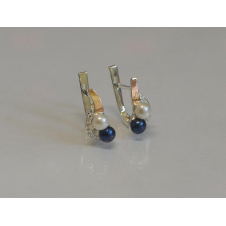 Серебряные серьги Sil с жемчугом 109s-1 Синий/Белый (Sil-909)