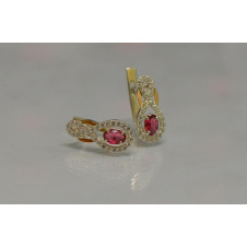 Серебряные серьги Sil с золотыми вставками 125s-12 Красный (Sil-796)