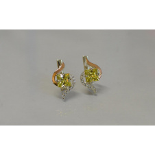 Серебряные серьги Sil с золотыми накладками 118s-7 Желтый (Sil-823)